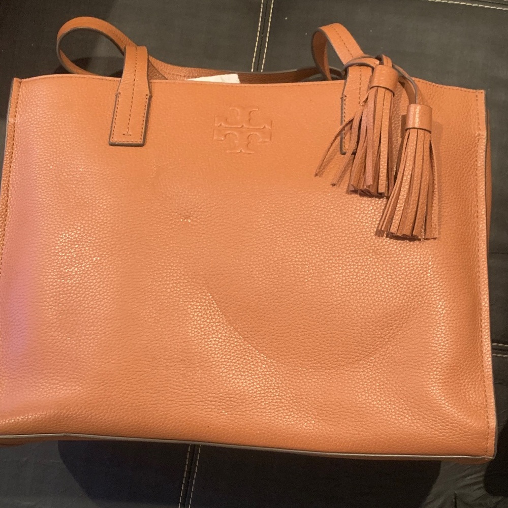 Tory Burch Brown Leather Tote with Tassels